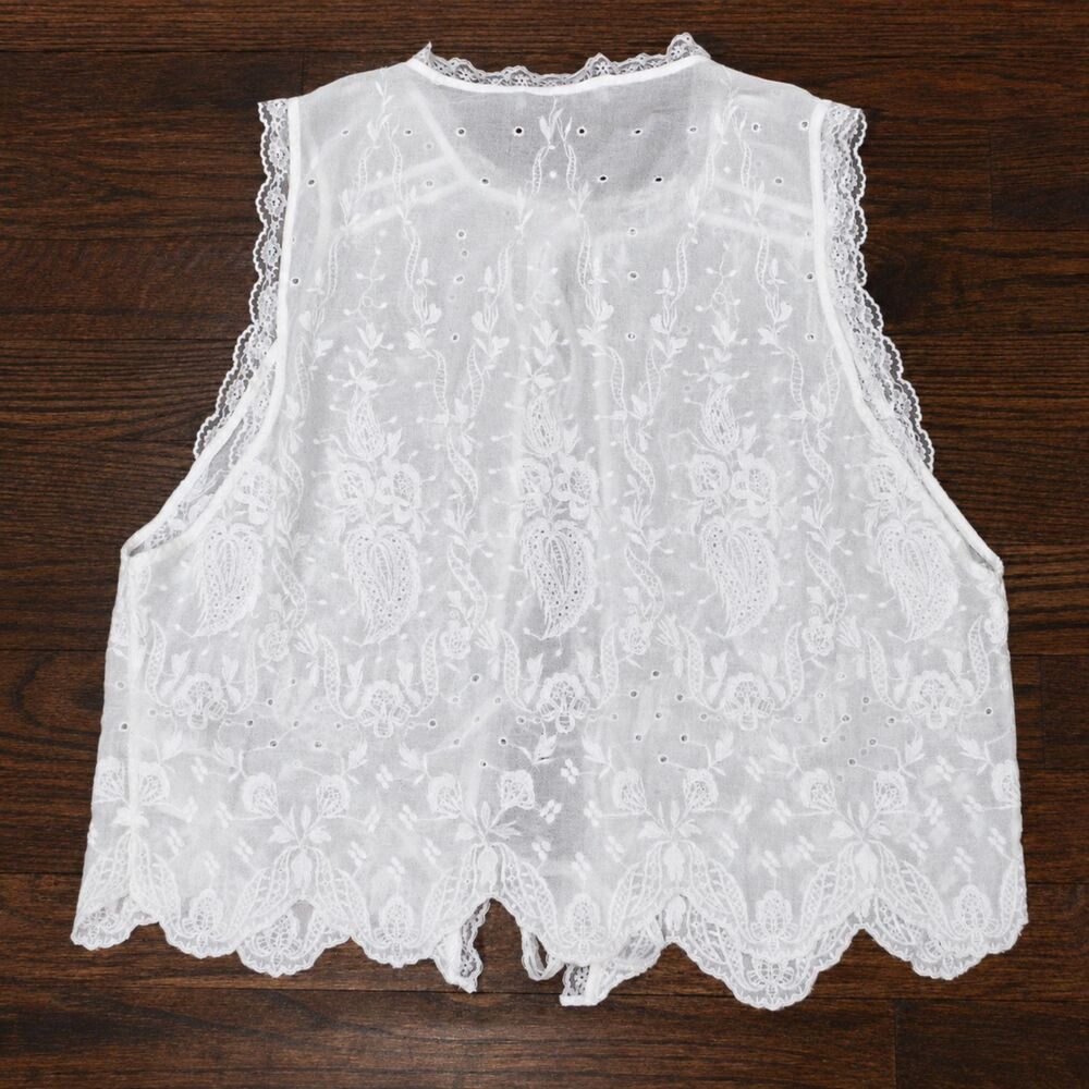 Alice + Olivia White Amal Embroidered Tie-Front Tank Top Womens Large - Picture 3 of 3
